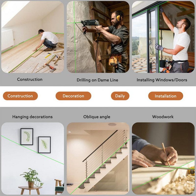 Veličina proizvoda 4,8 4,8 2,3 cm Višenamjenski alati Vertikalni i vodoravni laseri Stakleni prozor Laserska nibela Vodootporan dizajn