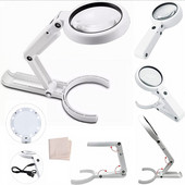 LED skladacia lupa na čítanie kníh a novín, prenosná ručná skladacia lupa na stole