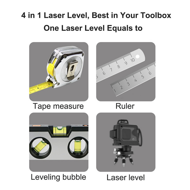 4 în 1 nivel laser infraroșu multifuncțional linie încrucișată orizont măsurare verticală instrumente instrumente de nivelare cu laser de înaltă precizie