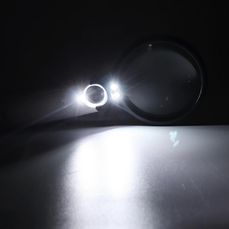 Rokas lupa 3X 45X pārnēsājama kabata Rokas palielināmā stikla lupa ar LED gaismu rotaslietu lasīšanai