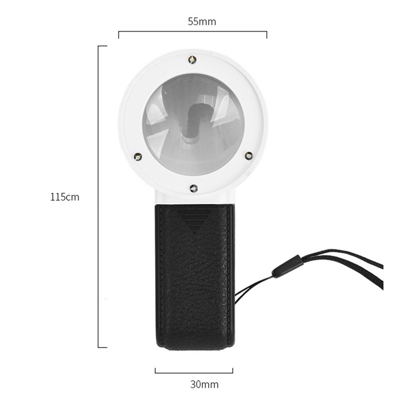 Optičko povećalo od 30x s LED svjetlima, promjer 80 mm, ručno povećalo s pozadinskim osvjetljenjem za čitanje lupa con luz led