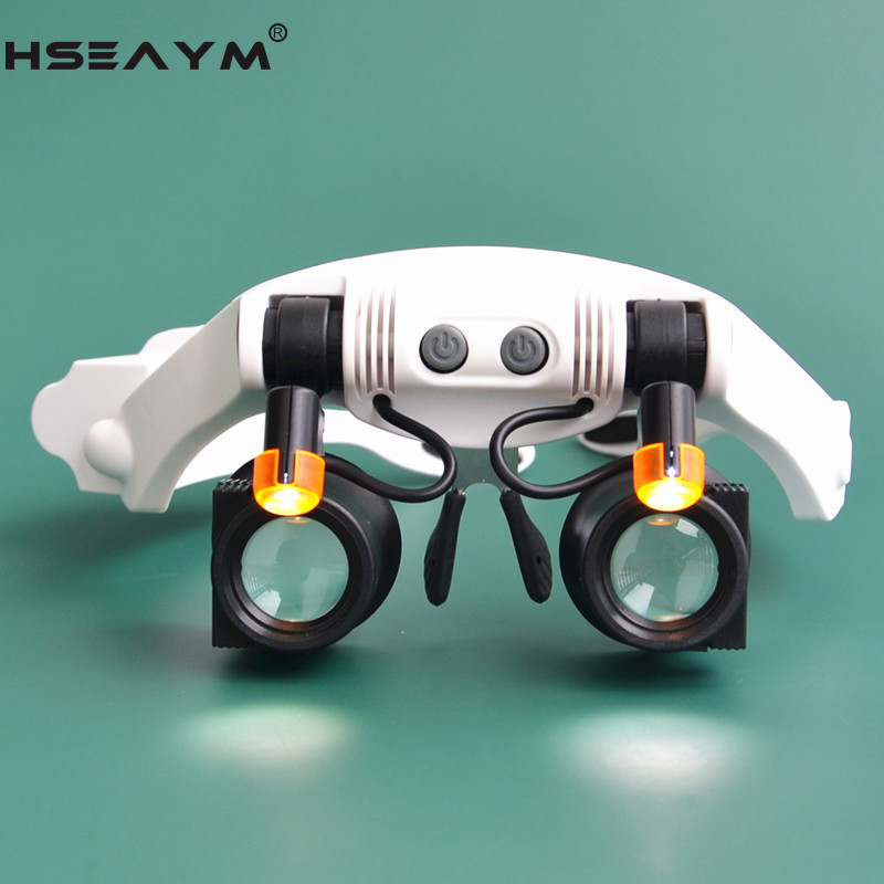 Viselési stílusú nagyító 2 LED-es, cserélhető meleg és hideg fényű lámpaernyővel, precíziós alkatrészek vizsgálatához órajavító nagyítóval