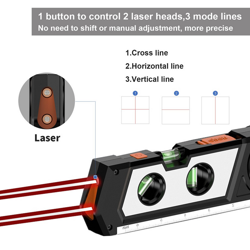 4-ühes infrapuna-lasernivoo multifunktsionaalsed ristjoone horisondi vertikaalmõõtmised ülitäpsed lasernivelleerimisinstrumendid