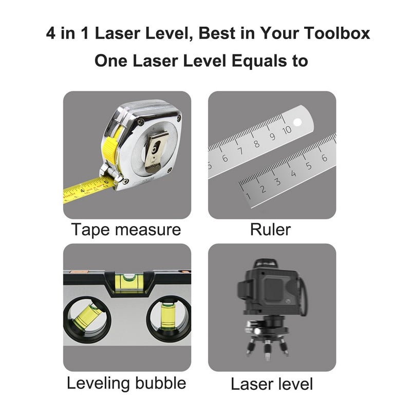 4-ühes infrapuna-lasernivoo multifunktsionaalsed ristjoone horisondi vertikaalmõõtmised ülitäpsed lasernivelleerimisinstrumendid