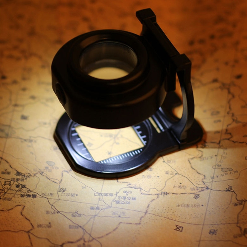 Brīvroku LED apgaismots palielināmais stikls, 40 x palielināmais objektīvs, salokāms acs lupas palielinātājs apskatei juvelierizstrādājumu monētu dārgakmens