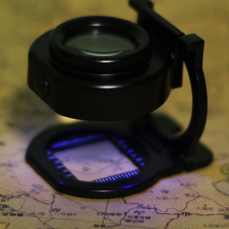 Brīvroku LED apgaismots palielināmais stikls, 40 x palielināmais objektīvs, salokāms acs lupas palielinātājs apskatei juvelierizstrādājumu monētu dārgakmens