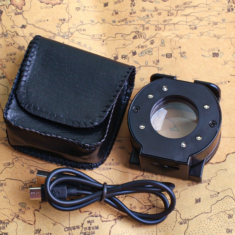 Brīvroku LED apgaismots palielināmais stikls, 40 x palielināmais objektīvs, salokāms acs lupas palielinātājs apskatei juvelierizstrādājumu monētu dārgakmens