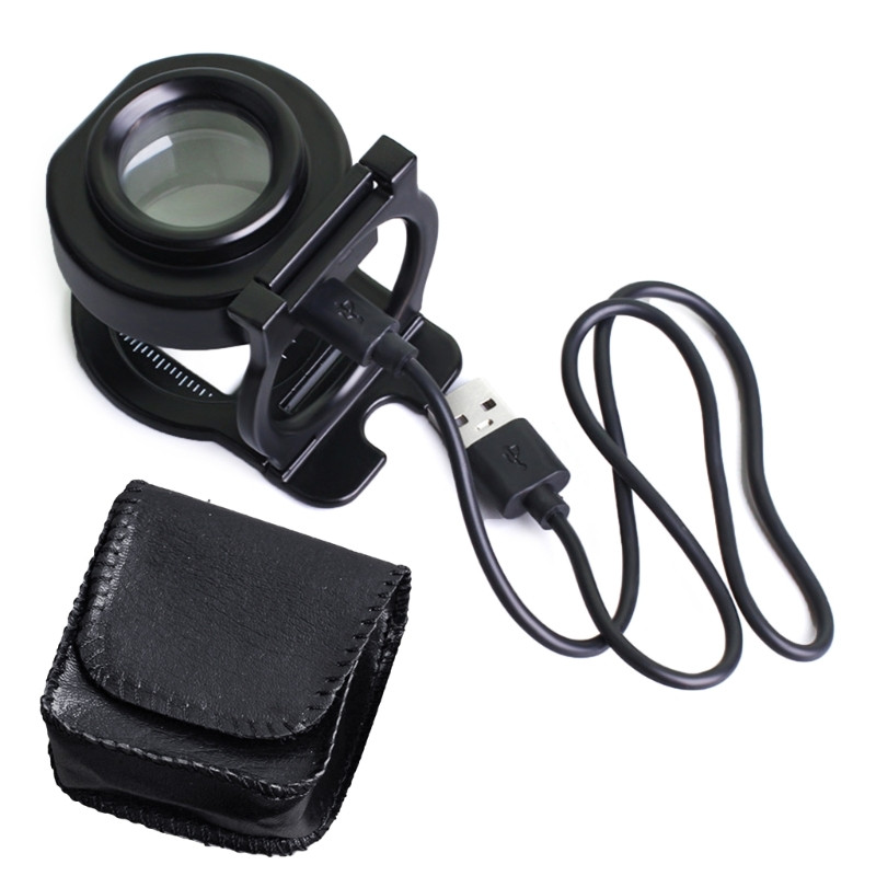 Brīvroku LED apgaismots palielināmais stikls, 40 x palielināmais objektīvs, salokāms acs lupas palielinātājs apskatei juvelierizstrādājumu monētu dārgakmens