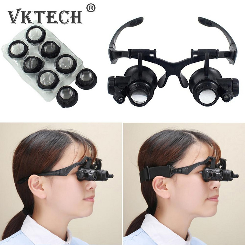 10X 15X 20X 25X LED-es nagyítók Fejpánt Nagyító Nagyítók Olvasásjavítás Óra ékszer nagyító lencse optikai műszer