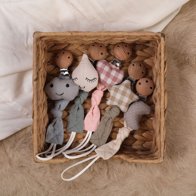 Kūdikių čiulptuko segtukas, medvilninis animacinių filmų kaimiško stiliaus laikiklis manekenas, rankų darbo kalėdinė dovana