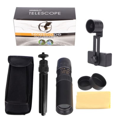 Telescop monocular profesional Binoclu puternic cu suport pentru telefon cu trepied pentru camping Telescop portabil de călătorie 4K 10-300X40