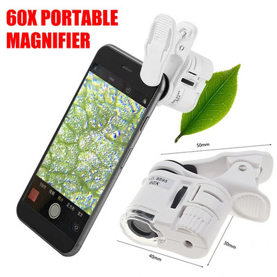 60X luup mobiiltelefon suurendusklaas mikrosuum kaamera klambrid suurendusklaasiga telefoni mikroskoop LED valgusega