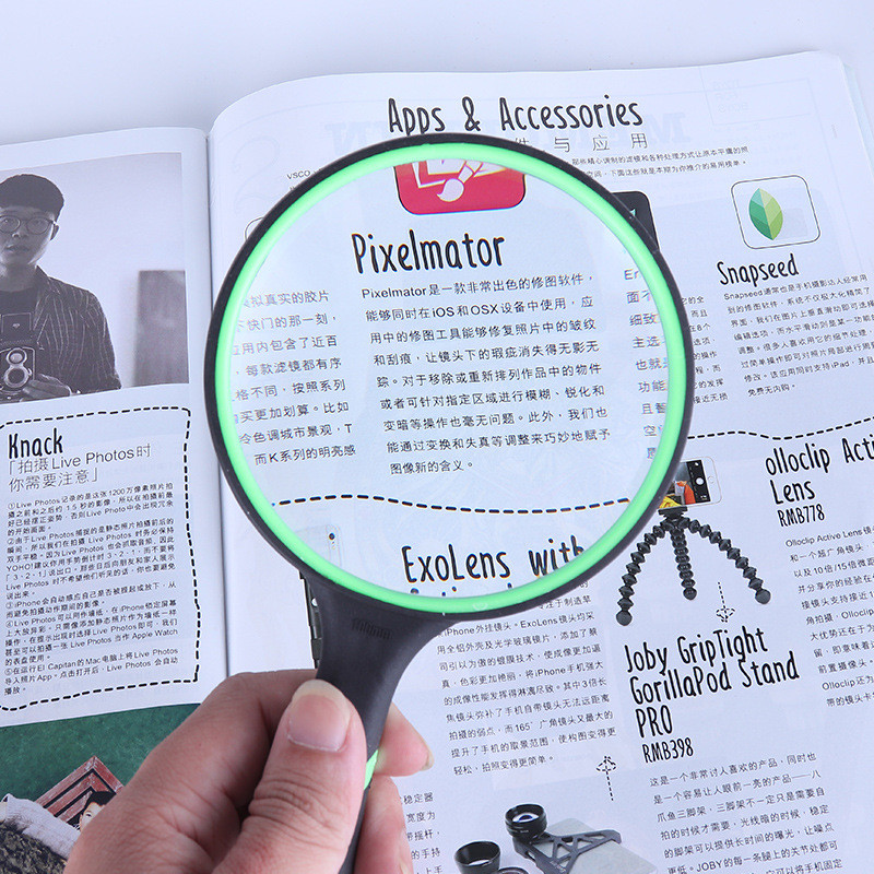 Mâner Lupă 3X Lupă de lectură portabilă de mână Lentila de mărire de 100 mm Mâner moale anti-alunecare Bătrâni Studenți