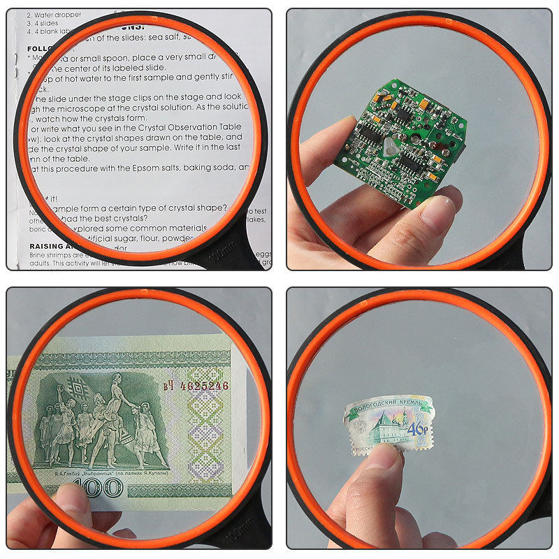 Mâner Lupă 3X Lupă de lectură portabilă de mână Lentila de mărire de 100 mm Mâner moale anti-alunecare Bătrâni Studenți