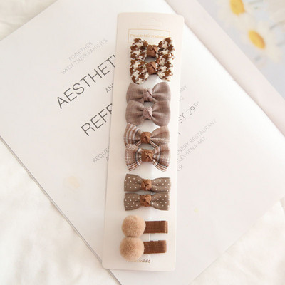 10/5 db Bowknot Baby Girl Hajtűk Aranyos virágos kockás Pöttyös Gyerek Hajcsat Baba Hajtű Gyerek Barrettes Baba Haj kiegészítők