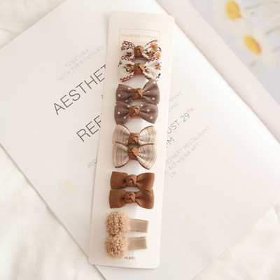 10/5 db Bowknot Baby Girl Hajtűk Aranyos virágos kockás Pöttyös Gyerek Hajcsat Baba Hajtű Gyerek Barrettes Baba Haj kiegészítők