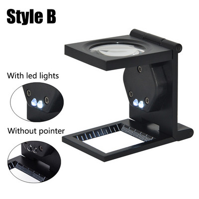 Kokkupandavad ehted käeshoitav suurendusklaas 10X 2 LED taskuga kaasaskantavad mini optilised läätsed tsingisulamist suurendusklaasi laos