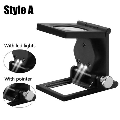 Kokkupandavad ehted käeshoitav suurendusklaas 10X 2 LED taskuga kaasaskantavad mini optilised läätsed tsingisulamist suurendusklaasi laos