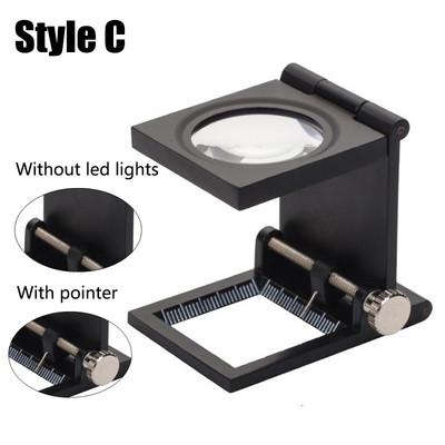 Kokkupandavad ehted käeshoitav suurendusklaas 10X 2 LED taskuga kaasaskantavad mini optilised läätsed tsingisulamist suurendusklaasi laos