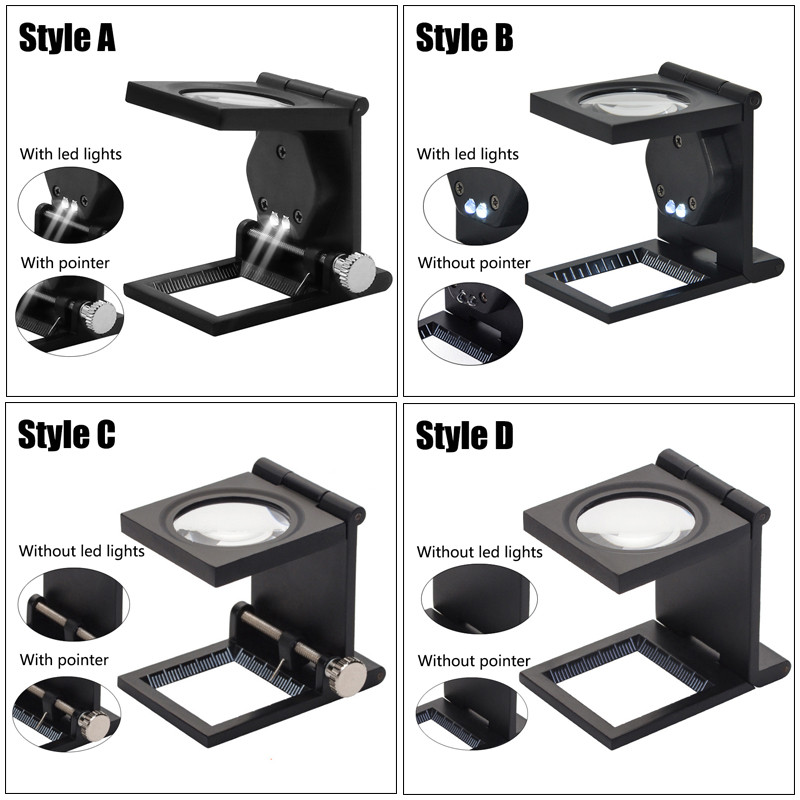 Kokkupandavad ehted käeshoitav suurendusklaas 10X 2 LED taskuga kaasaskantavad mini optilised läätsed tsingisulamist suurendusklaasi laos