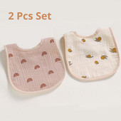 2 bucăți pentru bebeluși, pânză de bumbac, șase straturi, în formă de U, bavetă pentru mâncare, modele adorabile, bavetă anti vărsături