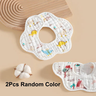 2 bucăți baveți copii culoare aleatorie petale cu opt straturi prosop din bumbac cu saliva imprimat