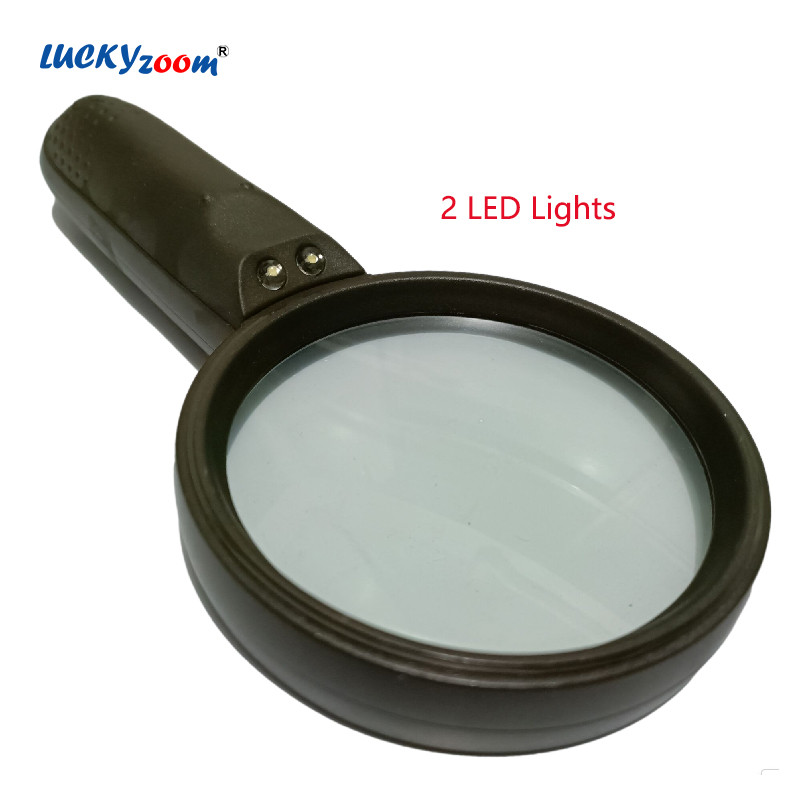 Lupă 5X verde armată cu lumini LED Lupă iluminată portabilă Observație de citire Caracter chinezesc Cadou Lupe