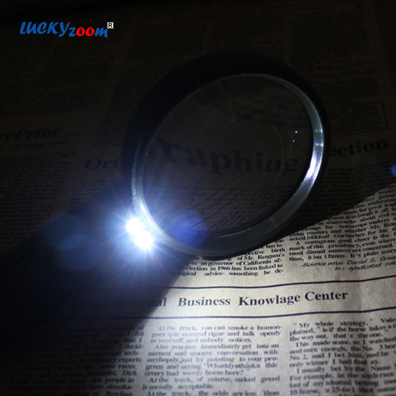 Lupă 5X verde armată cu lumini LED Lupă iluminată portabilă Observație de citire Caracter chinezesc Cadou Lupe