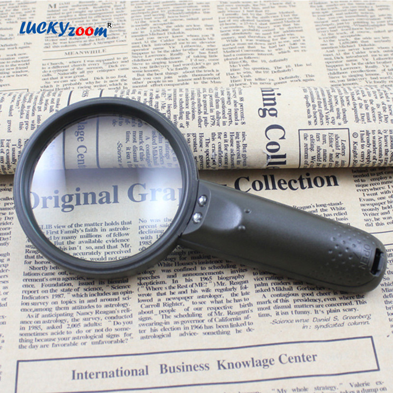 Lupă 5X verde armată cu lumini LED Lupă iluminată portabilă Observație de citire Caracter chinezesc Cadou Lupe