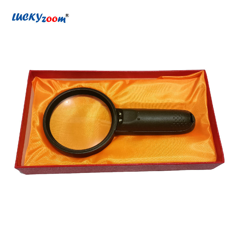 Lupă 5X verde armată cu lumini LED Lupă iluminată portabilă Observație de citire Caracter chinezesc Cadou Lupe