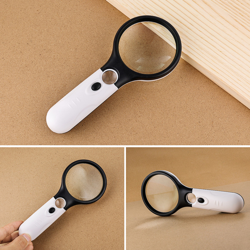 1 tk valgustusega luup 45X käeshoitav suurendusklaas 3 LED-valgusmikroskoobi objektiiviga ehtekella luup