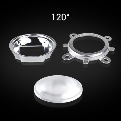 3 tk 1 komplekt 44 mm LED-objektiivi optiline klaas 60 120 kraadi + 50 mm helkurkollimaator + fikseeritud klamber 20 W 30 W 50 W 100 W COB kiibile