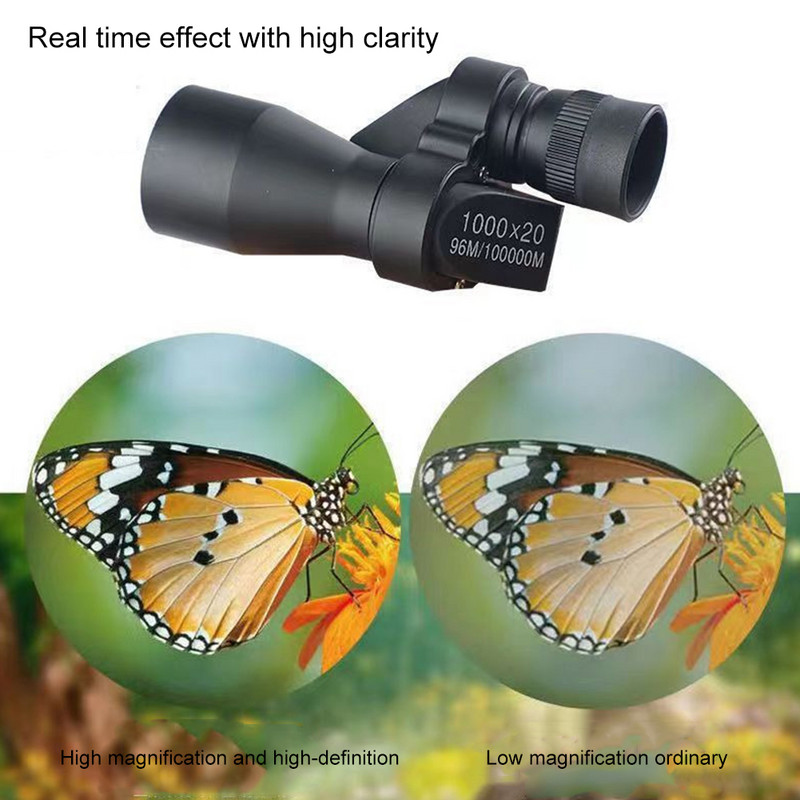 Mini telescop monocular de buzunar 1000X20 Telescop profesional portabil pentru copii cu sac de depozitare pentru activități în tabără în aer liber