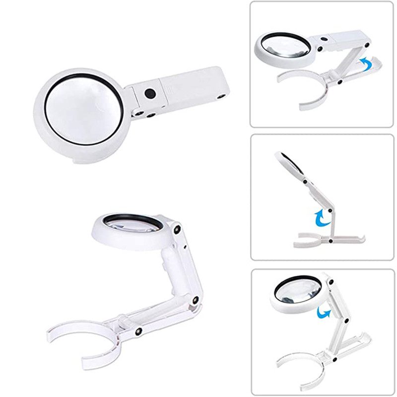 Kokkupandav LED-valgusluup raamatute ajalehtede lugemiseks kaasaskantav 5X 11X suurendusklaasiga käeshoitav kokkupandav luup suurendus