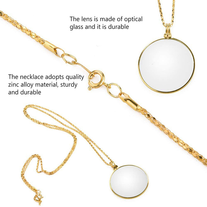 5 X lupas utilīta Monokļa lēcas kaklarota pārnēsājama lupas kulons kaklarota Modes rotaslietas, dekoratīvas sievietēm vīriešiem