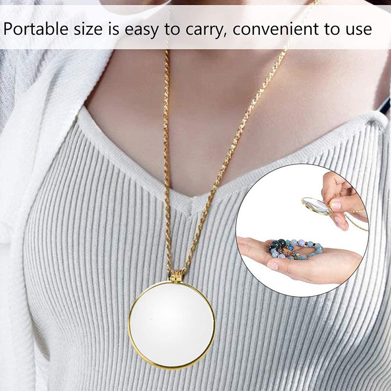 5 X lupas utilīta Monokļa lēcas kaklarota pārnēsājama lupas kulons kaklarota Modes rotaslietas, dekoratīvas sievietēm vīriešiem