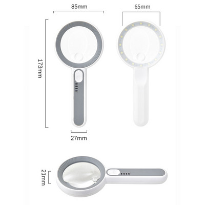 5X 6X 11X 12X 30X nagyítós kézi megvilágított nagyító világító nagyító Világító világító nagyító időseknek