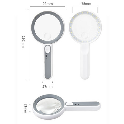 5X 6X 11X 12X 30X nagyítós kézi megvilágított nagyító világító nagyító Világító világító nagyító időseknek