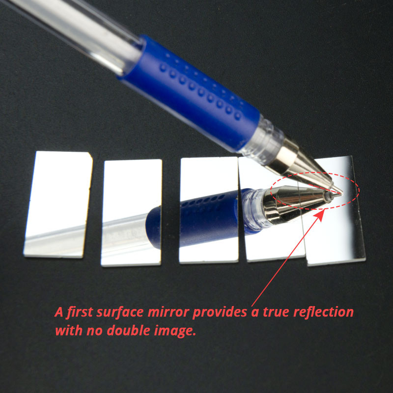 10 tk defektne optiline esipinna helkurpeeglid, suure peegeldusvõimega esimese pinna peegel, 24x12 mm paksus 1 mm