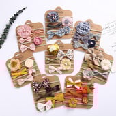 5 bucăți/set bentite pentru fetiță funde pentru nou-născut benzi elastice de păr din nailon cu flori pentru sugari bentita de păr pentru copii mici accesorii pentru păr pentru bebeluși