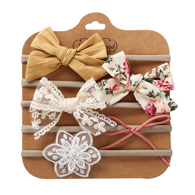 5 bucăți/set bentite pentru fetiță funde pentru nou-născut benzi elastice de păr din nailon cu flori pentru sugari bentita de păr pentru copii mici accesorii pentru păr pentru bebeluși