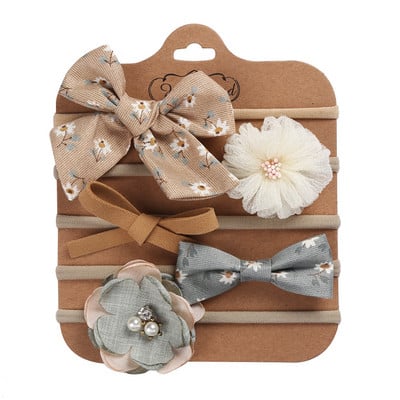 5 bucăți/set bentite pentru fetiță funde pentru nou-născut benzi elastice de păr din nailon cu flori pentru sugari bentita de păr pentru copii mici accesorii pentru păr pentru bebeluși
