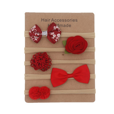 5 bucăți/set bentite pentru fetiță funde pentru nou-născut benzi elastice de păr din nailon cu flori pentru sugari bentita de păr pentru copii mici accesorii pentru păr pentru bebeluși