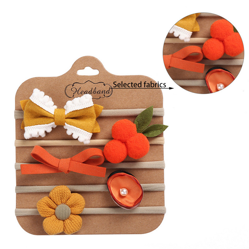 5 bucăți/set bentite pentru fetiță funde pentru nou-născut benzi elastice de păr din nailon cu flori pentru sugari bentita de păr pentru copii mici accesorii pentru păr pentru bebeluși