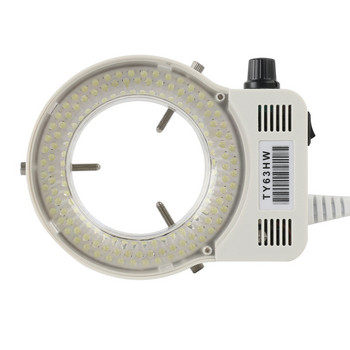 Регулируема 144 LED пръстеновидна светлина, осветителна лампа за индустрията, стерео тринокулярен микроскоп, видеокамера, обектив, лупа 110V 220V