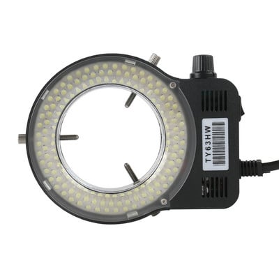 Lampă de iluminare reglabilă cu 144 LED-uri pentru lumină inelă, pentru industrie, microscop trinocular stereo, lupă pentru lentile pentru cameră video, 110V 220V