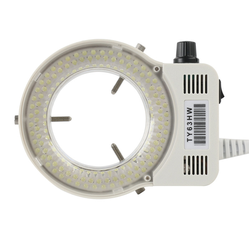 Lampă de iluminare reglabilă cu 144 LED-uri pentru lumină inelă, pentru industrie, microscop trinocular stereo, lupă pentru lentile pentru cameră video, 110V 220V