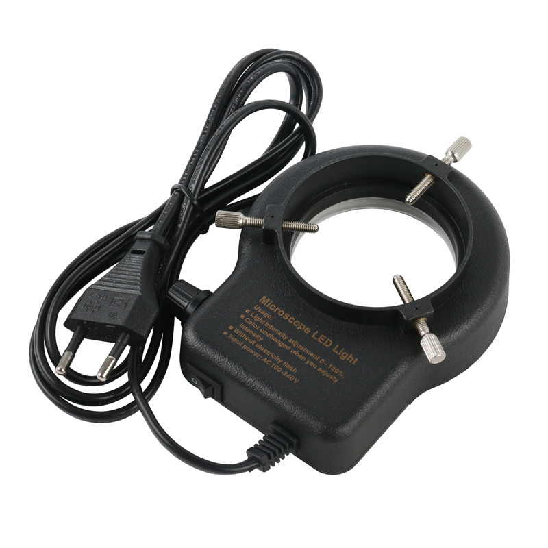 Lampă de iluminare reglabilă cu 144 LED-uri pentru lumină inelă, pentru industrie, microscop trinocular stereo, lupă pentru lentile pentru cameră video, 110V 220V