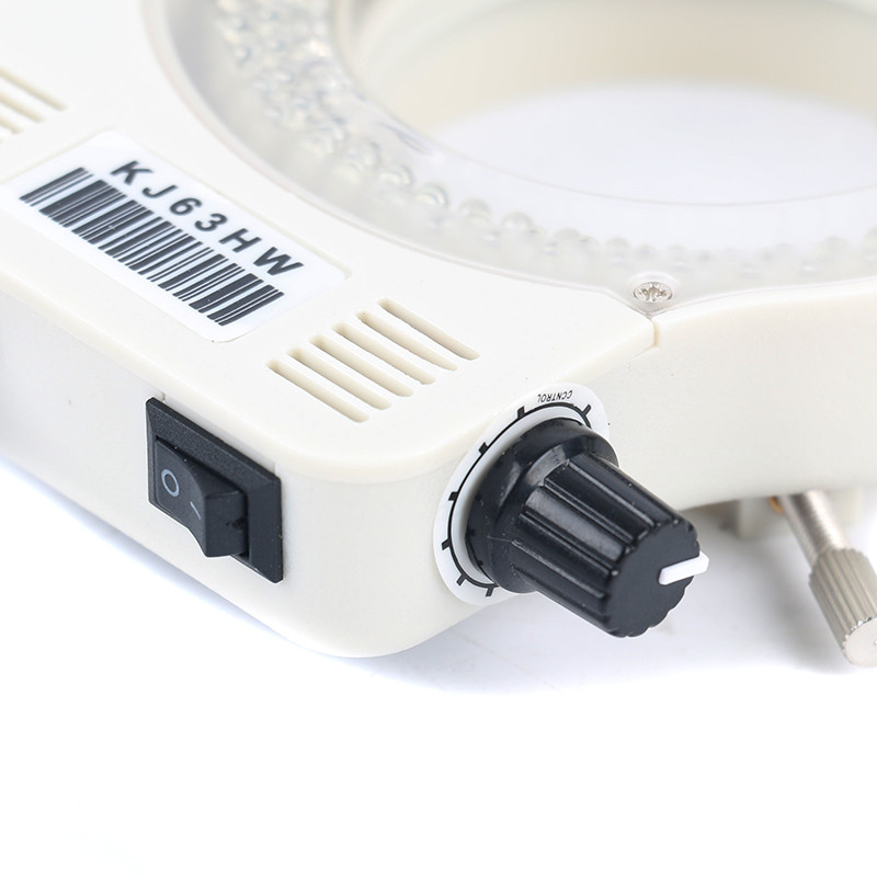 Lampă de iluminare reglabilă cu 144 LED-uri pentru lumină inelă, pentru industrie, microscop trinocular stereo, lupă pentru lentile pentru cameră video, 110V 220V