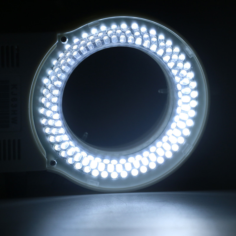 Lampă de iluminare reglabilă cu 144 LED-uri pentru lumină inelă, pentru industrie, microscop trinocular stereo, lupă pentru lentile pentru cameră video, 110V 220V